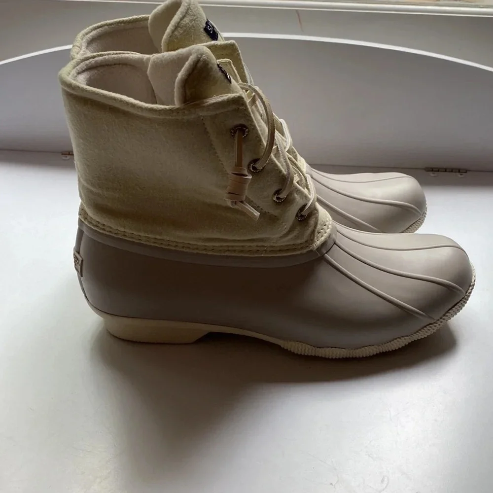 Sperry Women's Saltwater Wool‎ Duck Boot White Size 9.5 - Picture 5 of 9